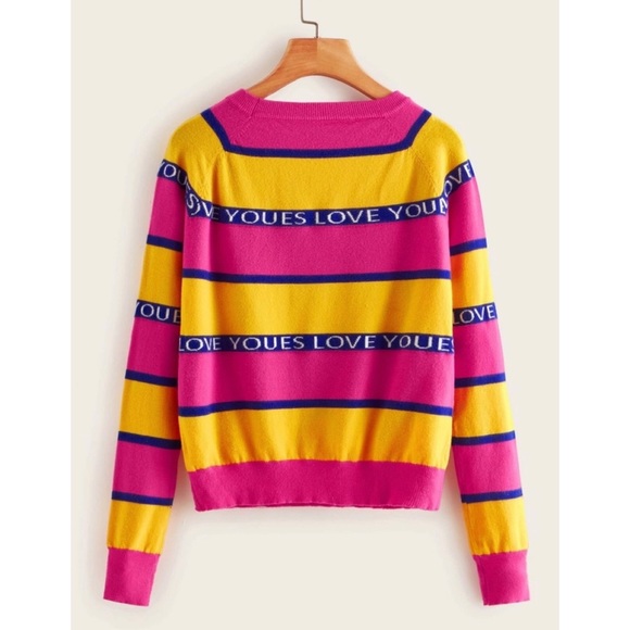 Letter Print Striped Sweater - Picture 3 of 7